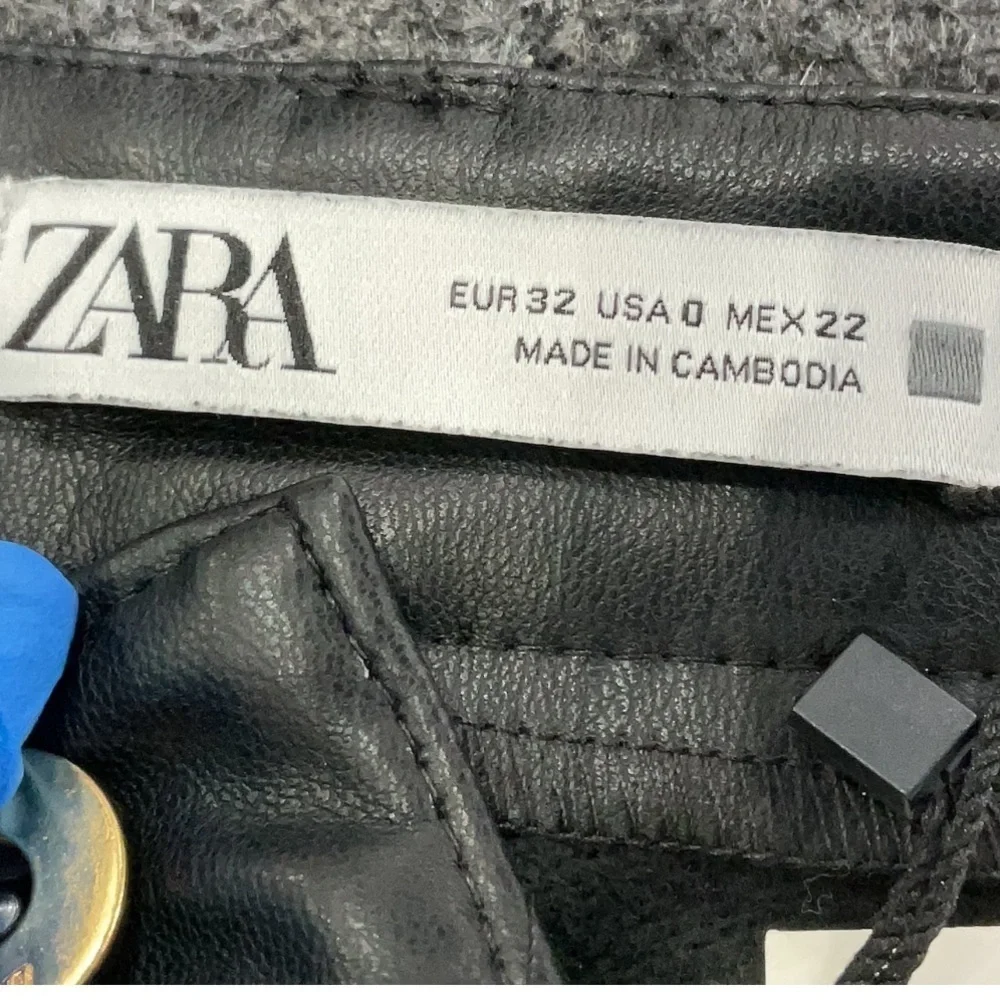 Zara Wide Leg Faux Leather Pants Black High Rise Vegan Leather Size 0 - Picture 4 of 5